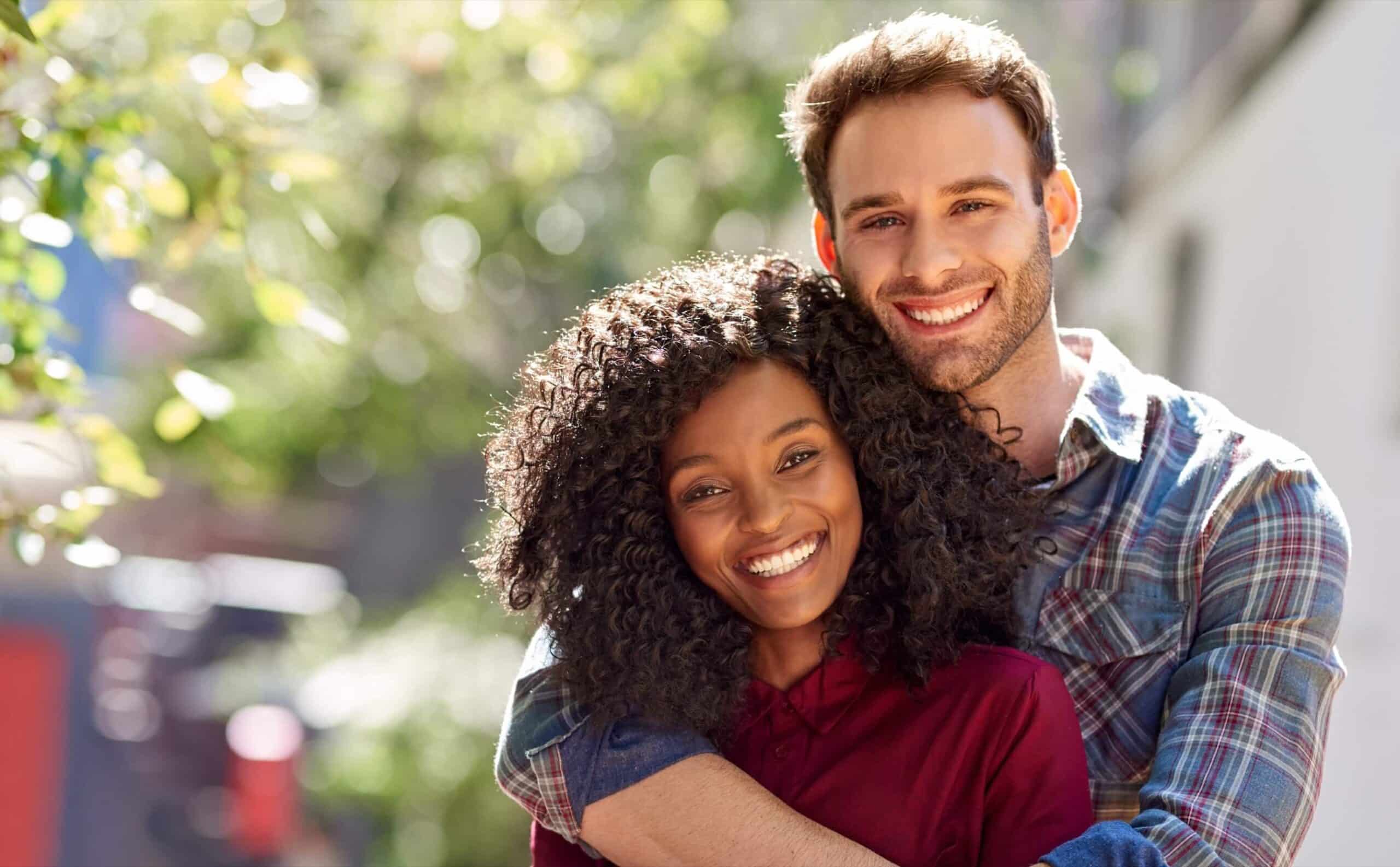 Happy couple outside